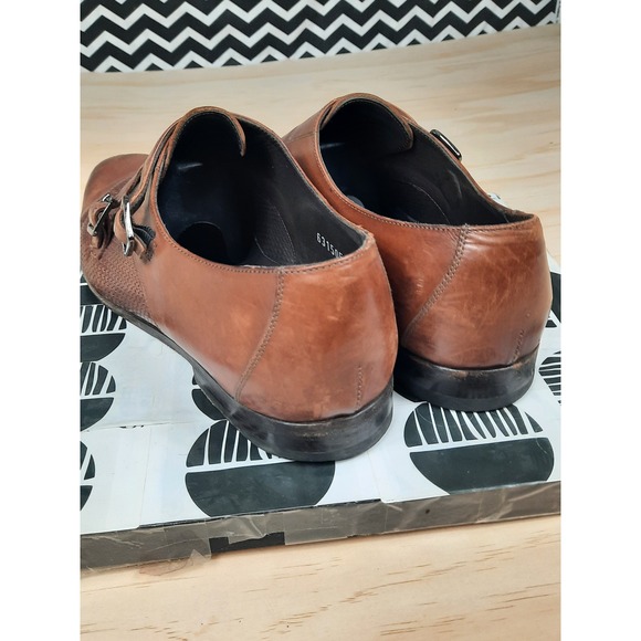 Canali Mens Brown Leather Woven Double Monk Strap Dress Shoes Size 45 12US‎ main image 6